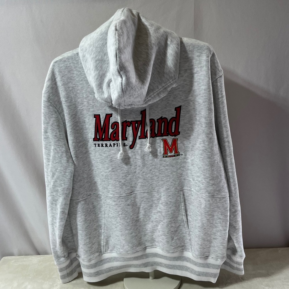 Champion Maryland Terrapins Hoodie Sweatshirt Gray Pullover Size Large NCAA
